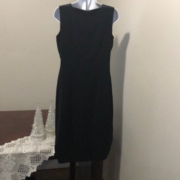 Mikane Sheath Square Neck Dress, Back Zip, sleeveless. - Picture 6 of 11